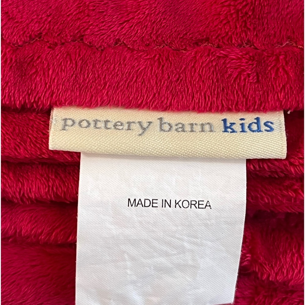 Pottery Barn Kids Fleece Blanket Red Plush 30” X 40” Lovey - Picture 2 of 5